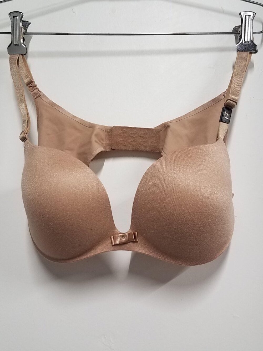 Victorias Secret Lined Demi Bra 34C Nude Nylon Elastane Underwire New 312346